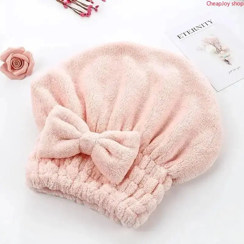 Bow Decor Hair Wrap & Shower Cap Set 2Pcs/4Pcs, ultra soft high absorbency reusable quick dry hair turban, practical bathroom essential for daily shower use, gym sports and outdoor camping travel preparation
