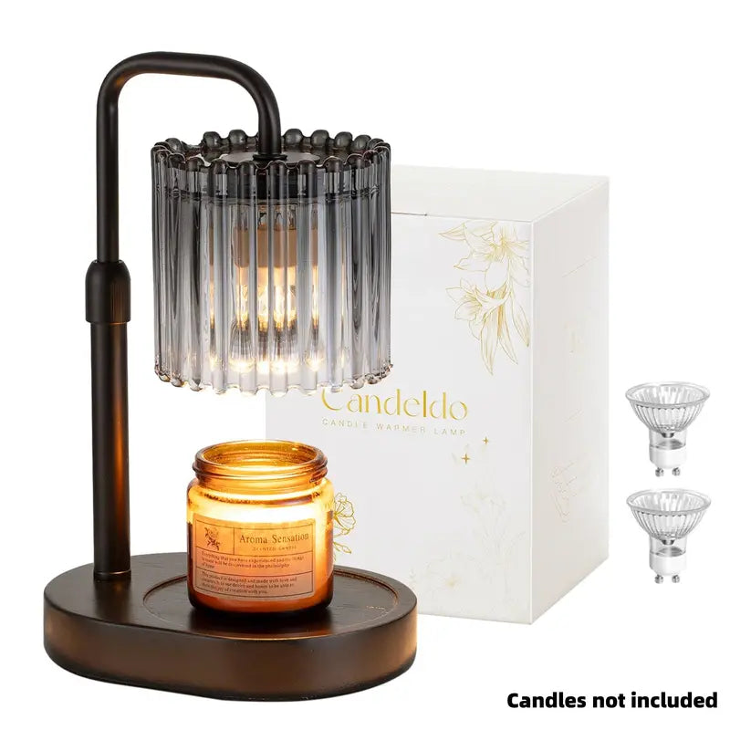 CANDELDO Flameless Candle Stand Lamp - Adjustable Height, Timer-Equipped, 2 Bulbs Included, Soft Light for Cozy Corners, Apartment Accessories, Room Decor for Women, Birthday Gift Ideas