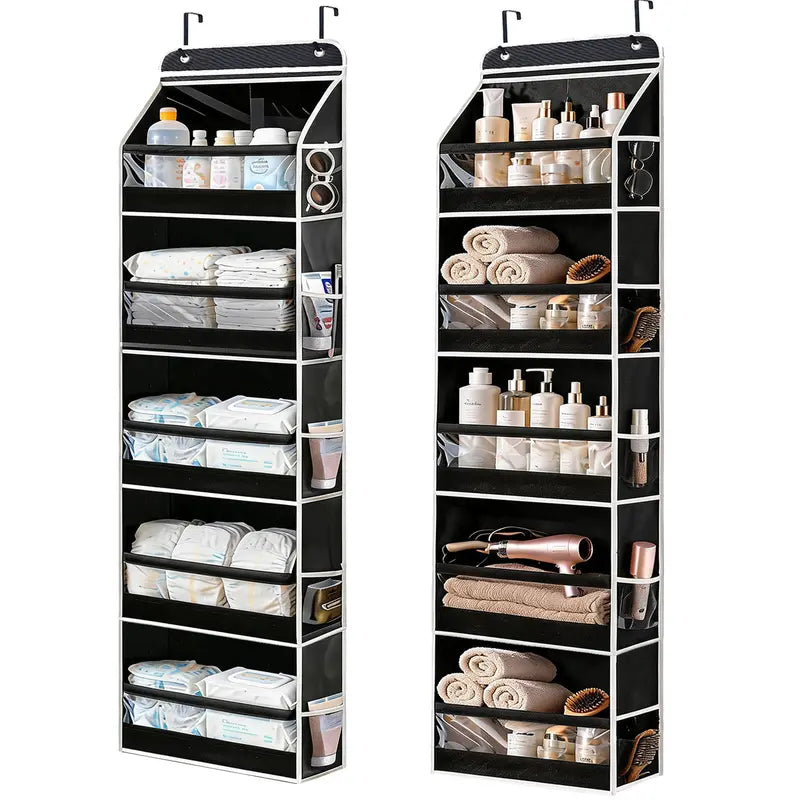 5-Tier Over The Door Hanging Storage Organizer, 10 Pockets for Nursery Door, Diaper Storage, 60lbs Capacity, Bathroom Door Organizer, Dorm Room Essentials, Extra Space Saving