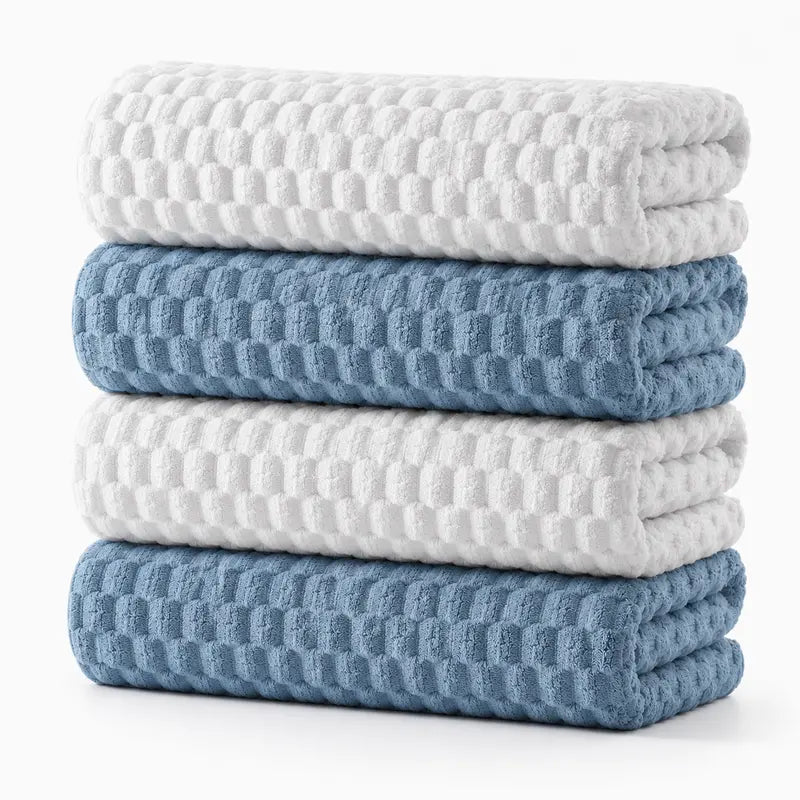 REDKISS 4-Pack 180g Microfiber Body Towels - Extra Large, Luxury Plush Waffle, Quick Drying Absorbent Multifunctional, Cold Wash Compatible for Bathroom, Spa
