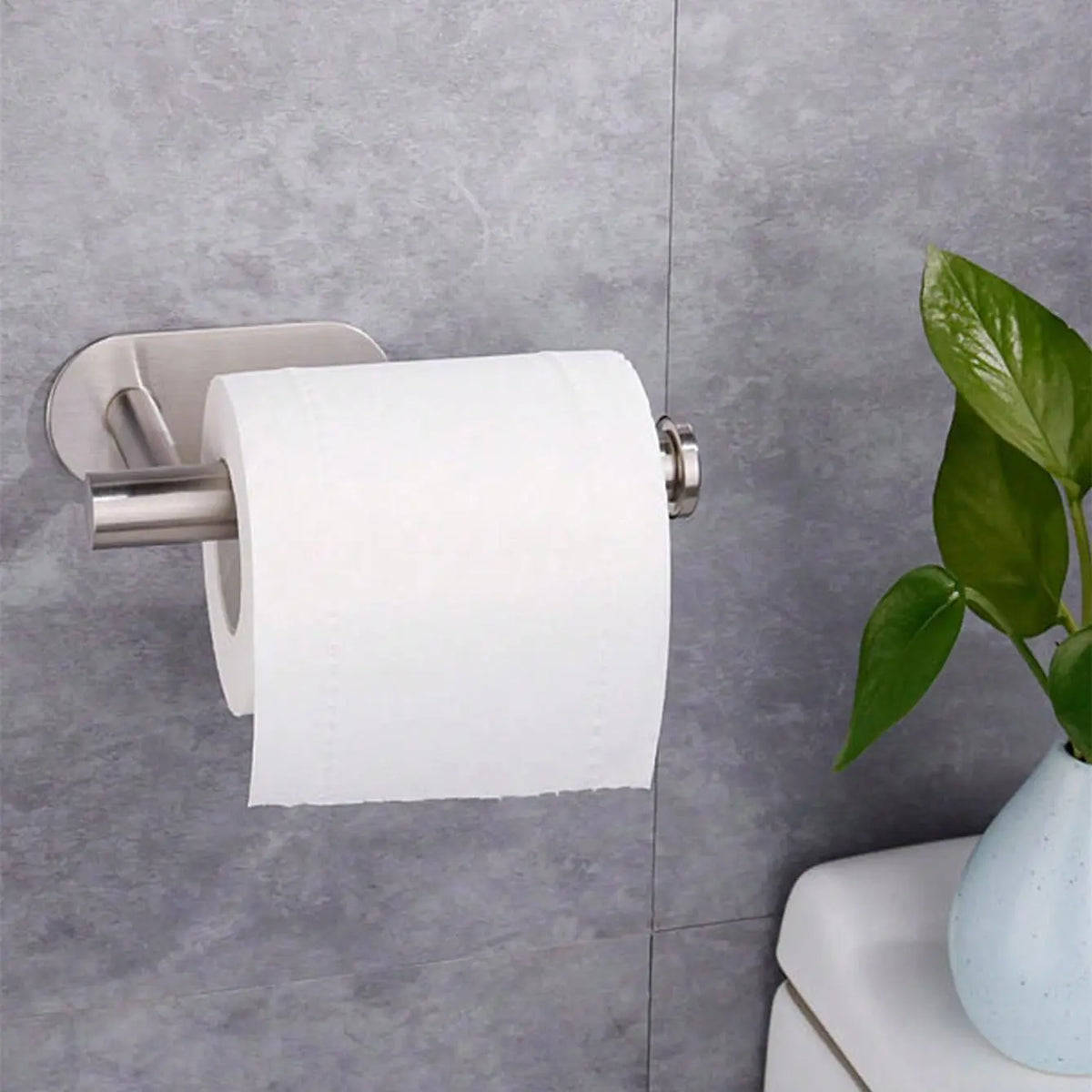 Self-Adhesive Wall-Mounted Toilet Paper Holder, Stainless Steel Toilet Paper Roll Dispenser (1 Count), Toilet Paper Holder for Bathroom and Kitchen, Toilet Paper Storage, Bathroom Accessories Organizer, Bathroom Space Saver