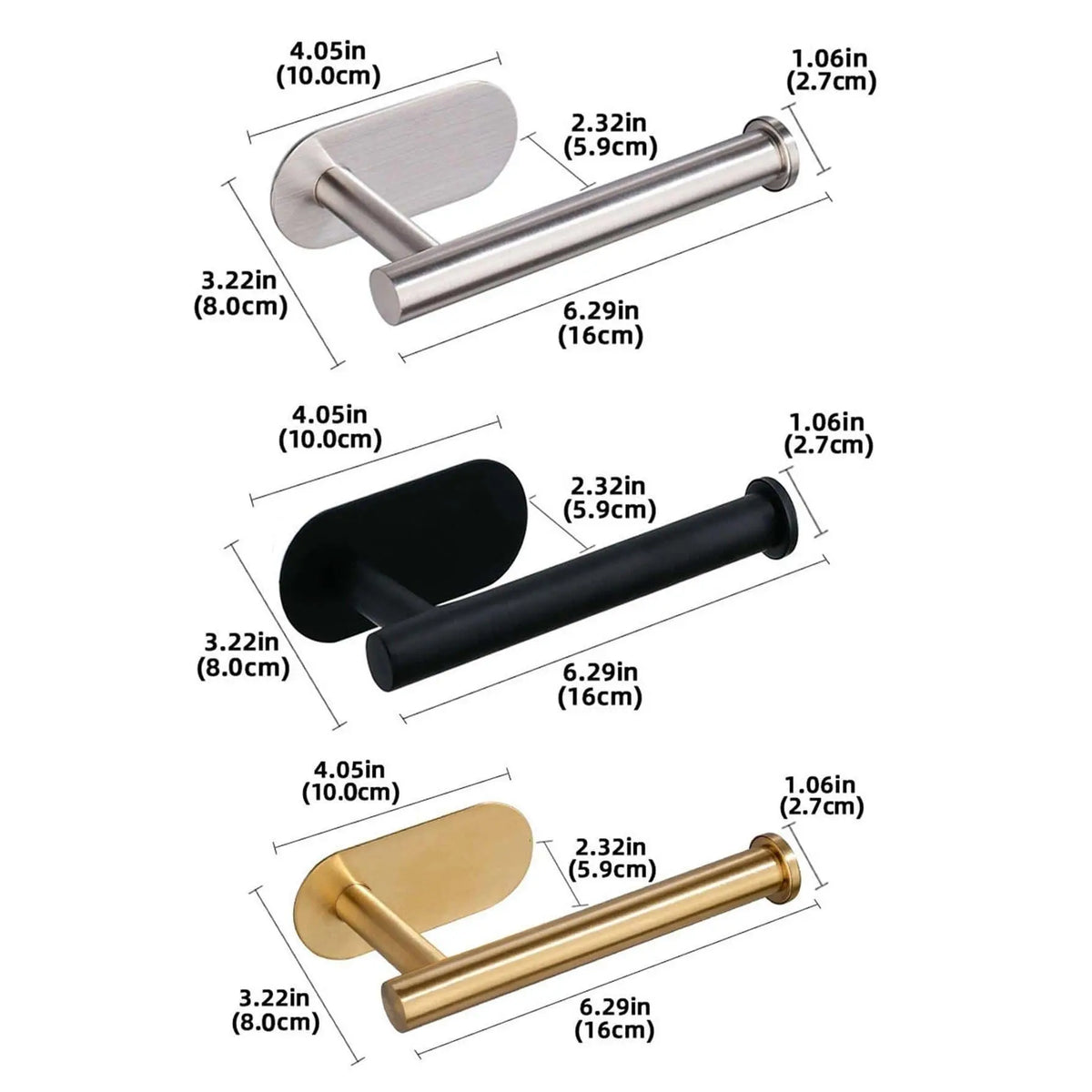 Self-Adhesive Wall-Mounted Toilet Paper Holder, Stainless Steel Toilet Paper Roll Dispenser (1 Count), Toilet Paper Holder for Bathroom and Kitchen, Toilet Paper Storage, Bathroom Accessories Organizer, Bathroom Space Saver