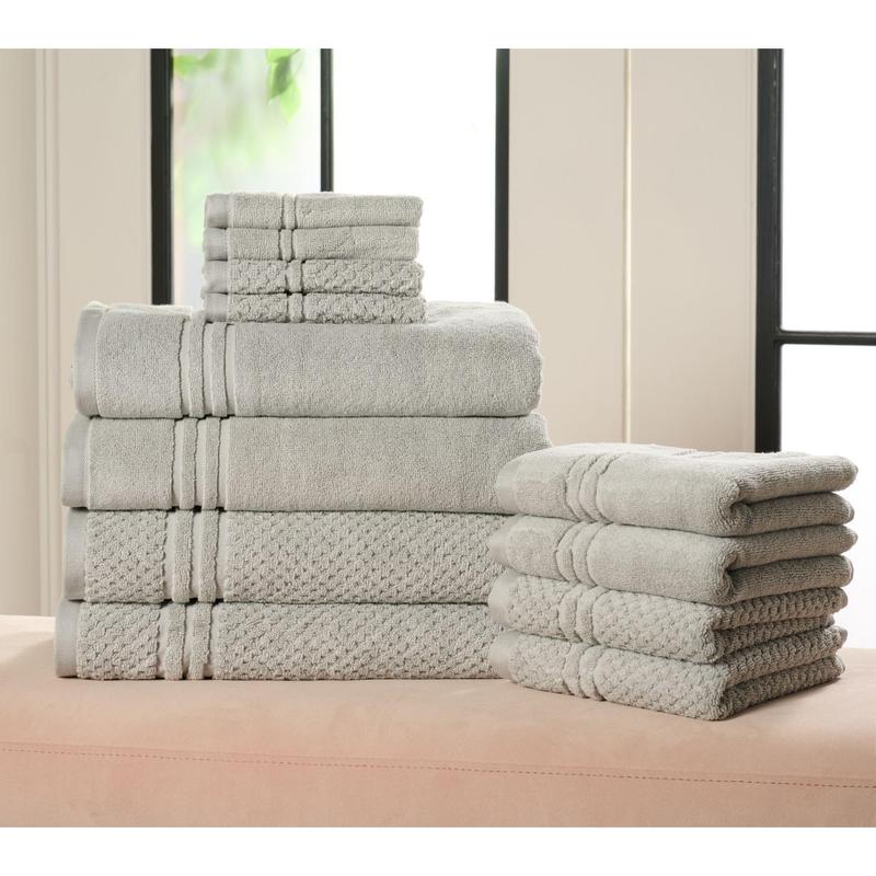 Home Reflections 100% Cotton Solid & Texture 12-pc Towel Set