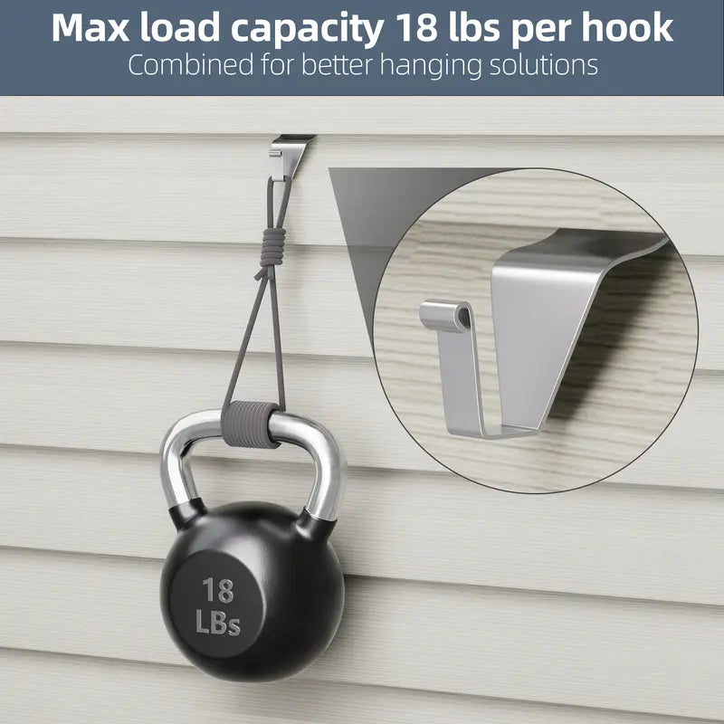 Antimbee Vinyl Siding Hooks for Hanging Outdoor Decorations, 10 Pack Heavy Duty Stainless Steel No Drill Clips, Holds Up to 18 lbs, Reusable Hooks for Wreaths, Christmas Lights, Halloween & Holiday Decor, Halloween & Christmas Decorations