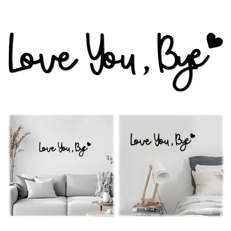 "Love You Bye Wood Sign - Decorative Wall Mount Home Decor Plaque, Boho Holiday Bedroom Study Decor, Sohochic Wedding Gift for Lovers for Hallway Entryway Above Door Topper"
