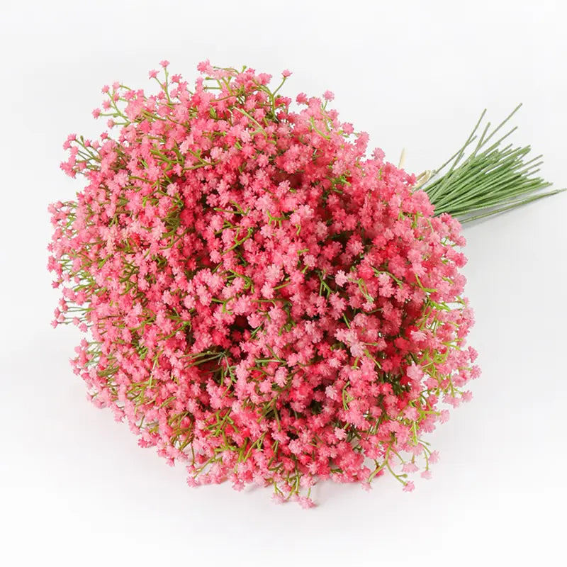 DEEMEI White Artificial Gypsophila Flower Bouquet with Faux Initial - Elegant Flower Bouquet Decorations for Wedding & Home Decor, Babys Breath