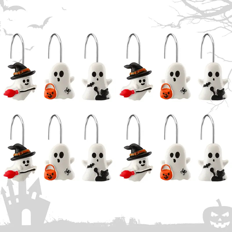 12Pcs Highland Cow Shower Curtain Hooks, Rustproof Stainless Steel Smooth Glide, Farmhouse Western Bathroom Decor for Rustic Home Guest Bath, Cute Cow Lover Gift Fall Halloween