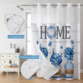 No Hook Purple Lavender Shower Curtain with Snap in Fabric Liner Set, Hookless Home Bathroom Curtain Decor, Farmhouse Country Double Layers Waterproof with See Through Top Bath Curtain 72x75 Inch
