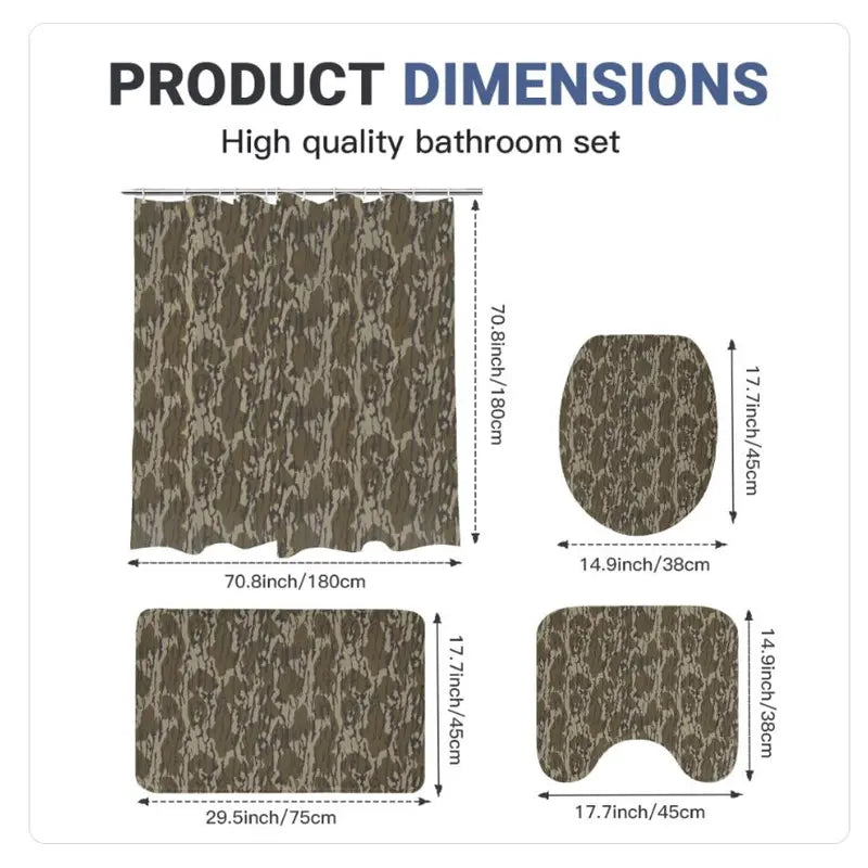 Original Bottomland Everything Bottom Lands Camo 4-Piece Bathroom Set Polyester - Mats with Camouflage Design
