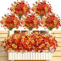 SHareconn 24/40/48 Bundles Decorative Faux Flowers Set - UV-Resistant Plastic Daisies, Eucalyptus Leaves, Flexible Stems for Shaping, Photorealism, Daily Geometric Home Outdoor Decor (Garage, Birthday Porch Use)