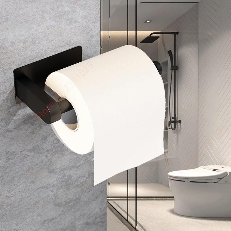 Self-Adhesive Wall-Mounted Toilet Paper Holder, Stainless Steel Toilet Paper Roll Dispenser (1 Count), Toilet Paper Holder for Bathroom and Kitchen, Toilet Paper Storage, Bathroom Accessories Organizer, Bathroom Space Saver