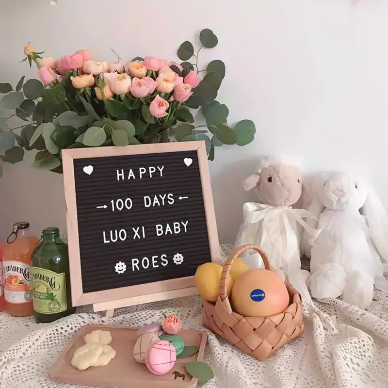 Felt Letter Board Set for Personalized Messages and Notes, with 340 Letters and Symbols, Stand and Storage Bag, Suitable for Home, Office, Party & Wedding Decor, Announcements, Wooden Home Sign, Home Decor Products