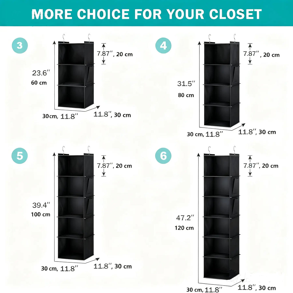 Multi-layer Hanging Clothes Storage Organizer, Space Saving Hanging Clothes Organizer with Side Pocket, Foldable Clothing Storage Bag, Home Organizer for Bedroom, Foldable Storage Bags