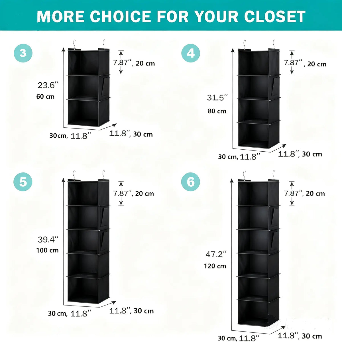 Multi-layer Hanging Clothes Storage Organizer, Space Saving Hanging Clothes Organizer with Side Pocket, Foldable Clothing Storage Bag, Home Organizer for Bedroom, Foldable Storage Bags