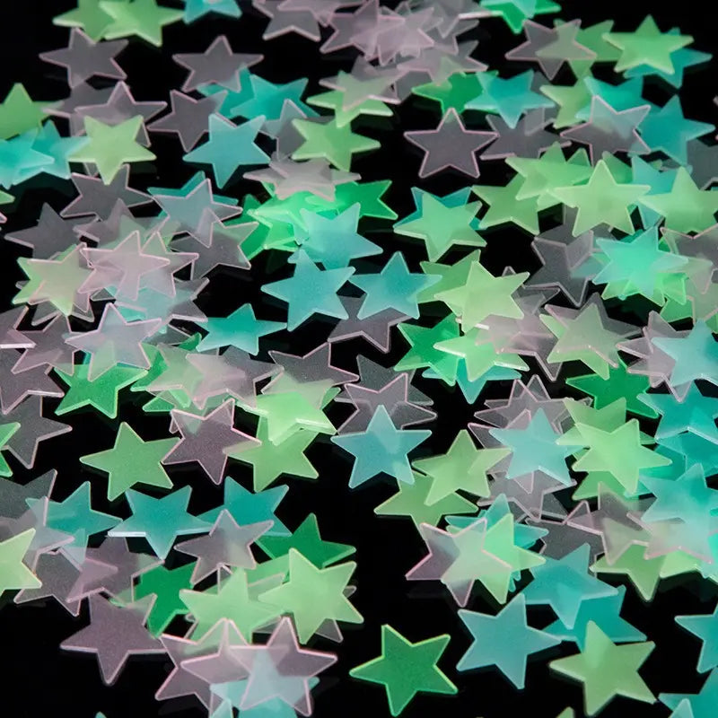 Luminous Decorative PVC Glow-in-the-Dark Star Stickers, 2-Sheet Pack, for Kids' Room Ceilings and Walls