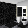 4 Pcs Black Leopard Print Bathroom Curtains Shower Set with 12 Hooks,Dark Cheetah Pattern Large Waterproof Thickened Mildew Proof Bathroom Partition Curtain,Bathroom Shower Curtain,Toilet Lid Cover,Non-Slip Bathroom Rugs and U Shape Bath Mat,Modern Decor