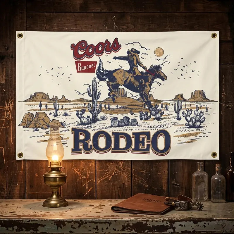 3x5 ft Beer Rodeo Flag - Synthetic Lightweight Fabric Banner with Grommets & Hanging Capability, Living Room Wall Decor, Dorm Decor for Guys, Flags for Room, House Accessories for Rodeo Culture Enthusiasts