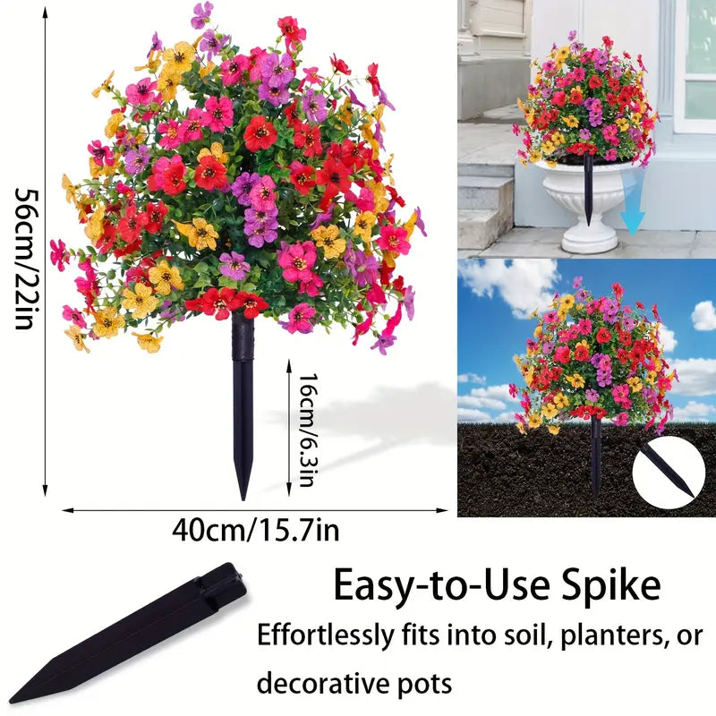 Lightweight Decorative Fake Daisy Bouquet - Colorful Plastic Daisies with Eucalyptus Leaves, Boxwood Greenery, Home Goods Decorative Plants for House Decor, Balcony, Outdoor Garden Porch Patio Accents