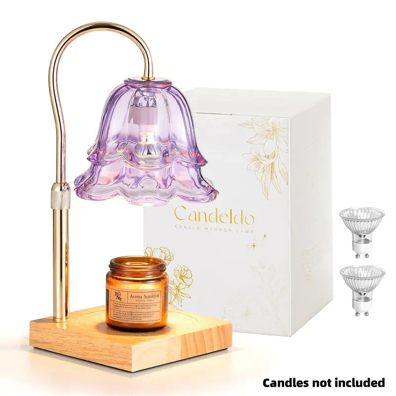 Candle Warmer Lamp, Lily of the Valley Flower Lamp, Height Adjustable with Timer, 2 Bulbs Included, Flameless Fragrance Lamp for Home Bedroom Decor, Ideal Gift for Mom Birthday