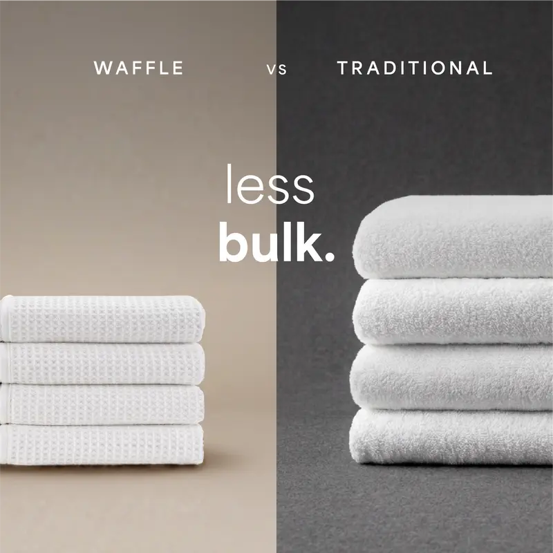 AURA by S&T INC. Microfiber Waffle Bath Towels, 4 Pack, Quick-Dry, Ultra Absorbent, Lightweight Towels for Bathroom, Gym, Travel and Beach, 30 inches x 60 inches, 420GSM, White