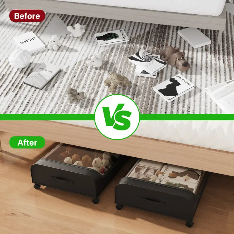 Under Bed Storage With Wheels, Under Bed Storage Containers, Under Bed Shoe Storage Organizer, Rolling Under Bed Metal Drawers For Clothes, Blankets