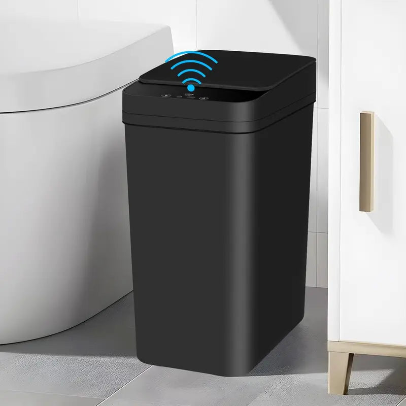 2.2 Gal Odor-Sealing Touchless Trash Can, ABS+PP Plastic Motion Sensor Smart Bin with Lid, Slim Waterproof Mini Can Bathroom Bins for Bedroom/Bath, Office