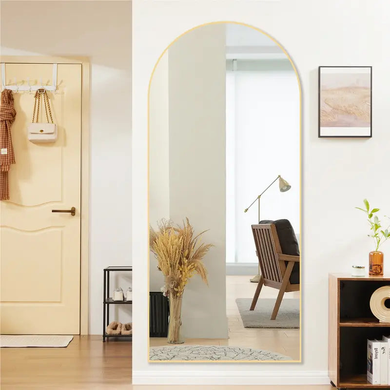 Sweetcrispy Thin Aluminum Alloy Frame Full-Length Mirror - Nano HD Glass, Standing-Hanging-Leaning Wall Options with Stand, Mirrors Full Length for Decor for Bedroom, Unique Room Decor, Apartment Accessories, Home Goods
