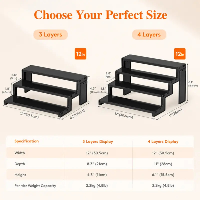 Lifewit 3-Tier 4-Tier Plastic Cologne Organizer Racks - Makeup Organizer for Men’s Colognes & Women’s Perfumes, Things for Rooms, Bathroom Counter & Bedroom Dresser Storage Holder