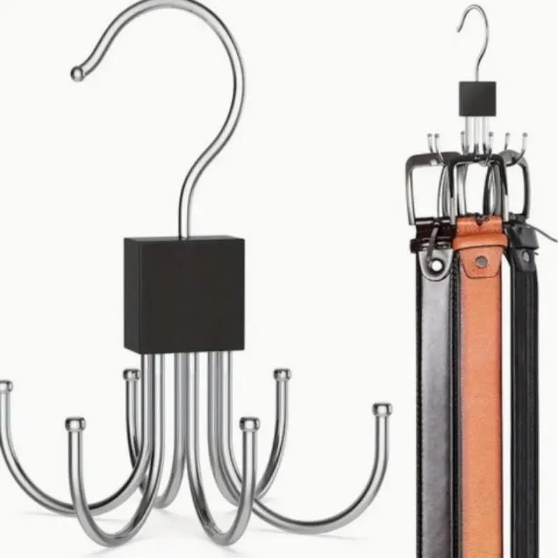 360° Rotatable Belt Hook, Closet Hooks, 1 Count Durable Metal Hanging Storage Hook, Multi-purpose Organiser Hook for Belt, Scarf Organizer, Tie Hanger, Home Storage Hook for Wardrobe, Home and Dormitory, Hanging Accessories, Hanger