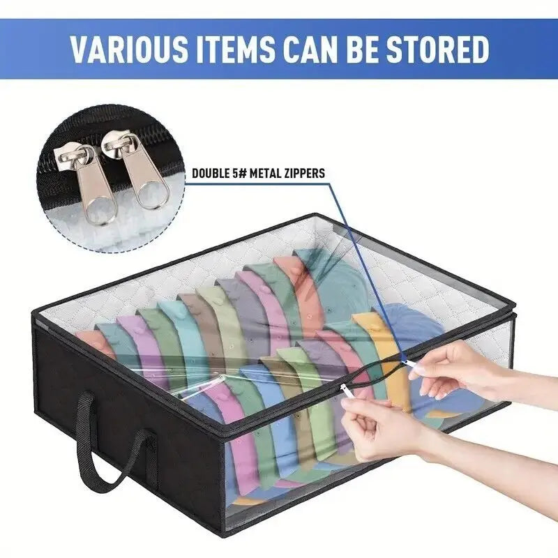 Hat Storage Dust Bag Baseball Hat Cap Organizer Clear Rack Zipper - Black Space Saving Bags Boxes