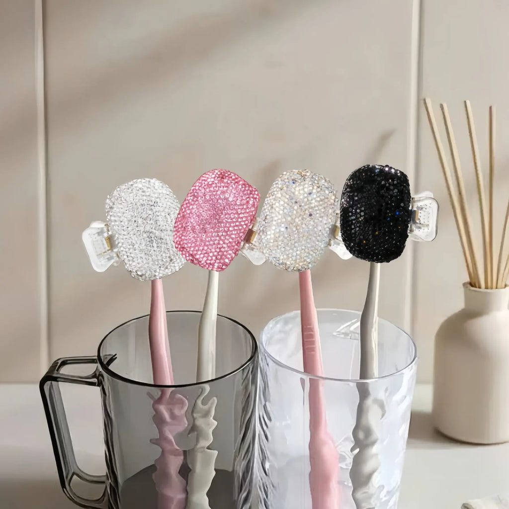 High-End Rhinestone Toothbrush Cover, Plastic Toothbrush Protector for Bathroom & Trave, Easy Storage, Essential Home Accessory